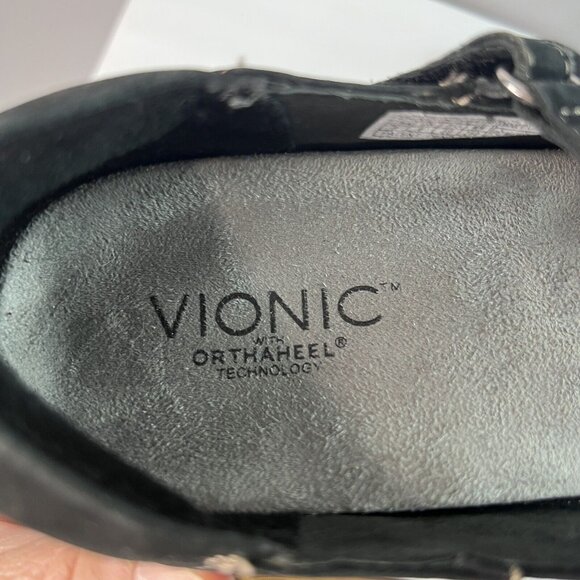 Vionic Juide Black Suede Slip-On Low Wedge Heel Mary Jane Size US 8 - Picture 6 of 7